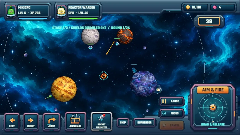 Zimblops orbital battle and aiming controls